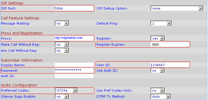 SPA 841 Configuration